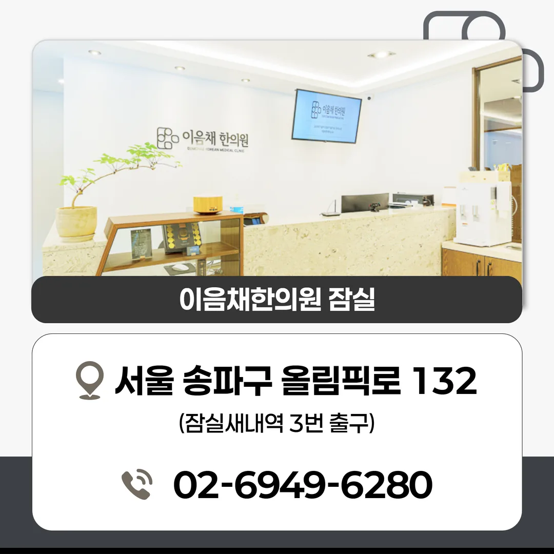 잠실새내역 3번 출구에서 이음채한의원 잠실 2층 접수 창구까지 위치 안내