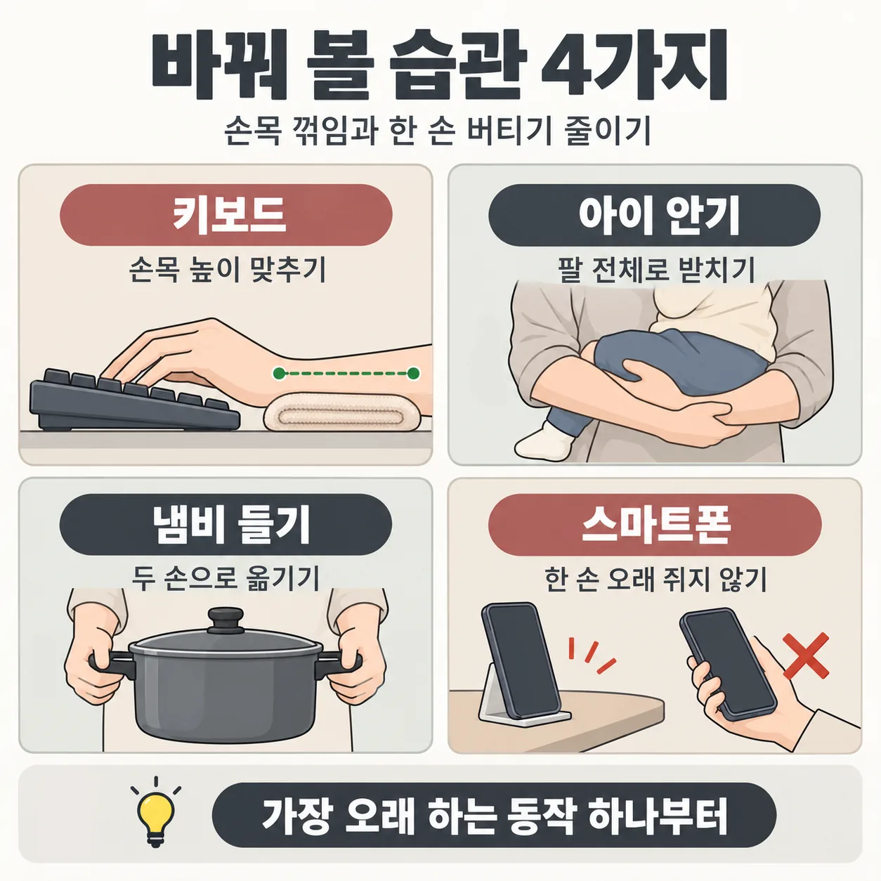 손목 통증을 줄이기 위해 바꿀 생활 습관 네 가지 체크 카드